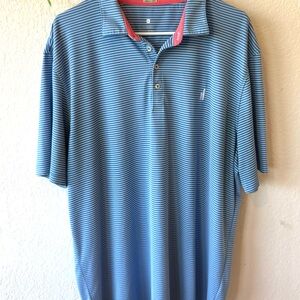Johnnie-O Merrins Striped Prep-Formance Pique Polo – Blue & White – Size XL